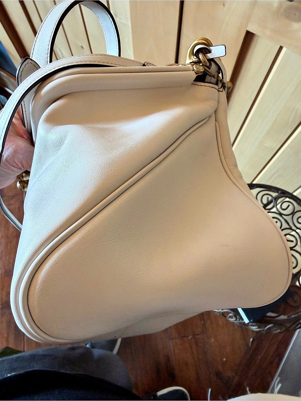 Coach RYDER Large Kisslock Frame Bag Leather Shoulder Bag White - Picture 7 of 16
